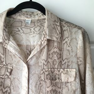 Snakeskin Print Long Sleeve Blouse